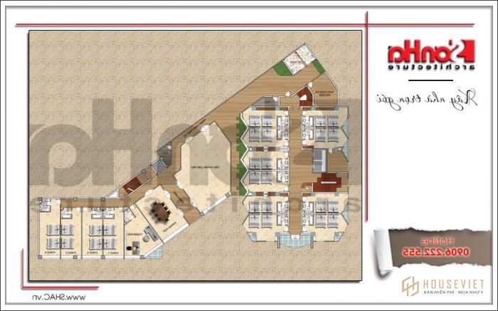 Thiết kế cải tạo khách sạn Vân Hải 3 sao tiêu chuẩn quốc tế tại Quảng Ninh - SH KS 0046 19 Mặt bằng tầng 3 khách sạn 3 sao tiêu chuẩn quốc tế tại Quảng Ninh