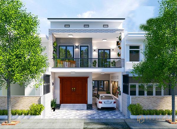 Mẫu thiết kế nhà 40m2 2 tầng có gác lửng