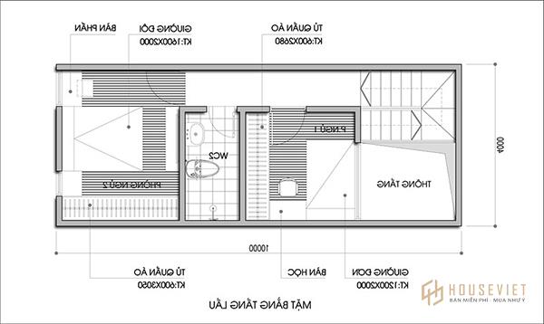 Bản vẽ nhà 2 tầng 40m2