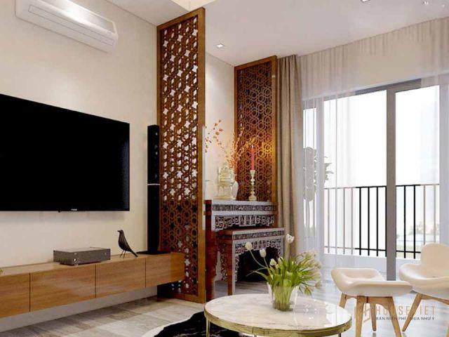Thiết kế phòng khách chung cư có bàn thờ