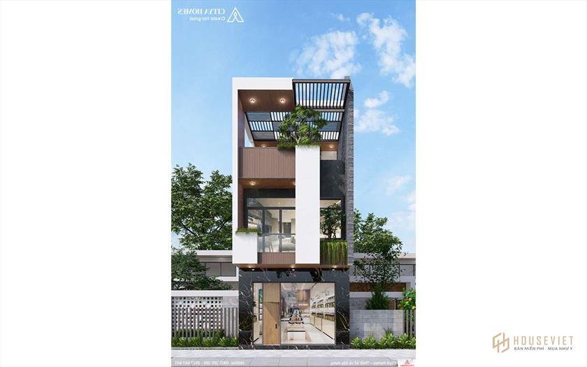 Mặt tiền sử dụng đá vân để tăng tính thẩm mỹ