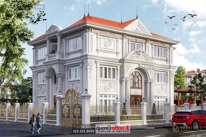 Mẫu biệt thự tân cổ điển 3 tầng 2 mặt tiền diện tích 180m2 - SH BTP 0151 1 Biệt thự cổ điển 3 tầng 2 mặt tiền diện tích 180m2
