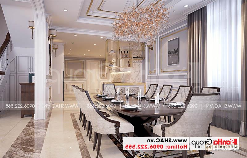Mẫu biệt thự tân cổ điển 3 tầng 2 mặt tiền diện tích 180m2 - SH BTP 0151 12 Bộ bàn ăn phong cách Châu Âu làm nổi bật không gian bếp biệt thự