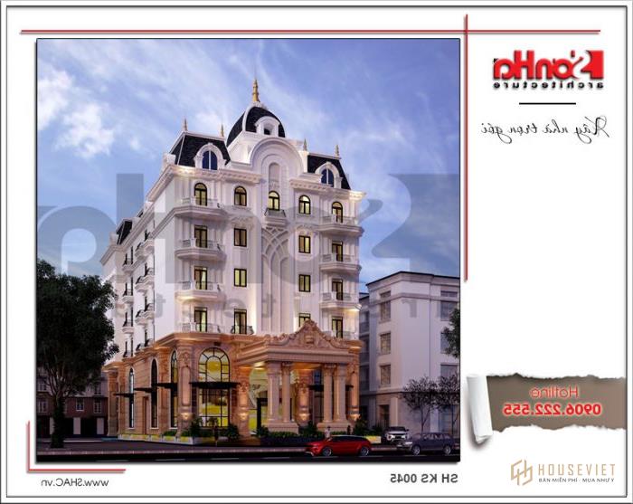 Bản vẽ mặt bằng khách sạn 3 sao phong cách cổ điển Pháp tại Bến Tre - SH KS 0045 18 Phương án thiết kế kiến trúc bắt mắt của khách sạn tiêu chuẩn 3 sao với công năng khoa học