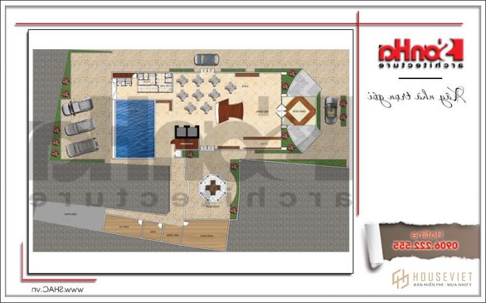 Bản vẽ mặt bằng khách sạn 3 sao phong cách cổ điển Pháp tại Bến Tre - SH KS 0045 20 Tầng trệt khách sạn 3 sao cổ điển Bến Tre