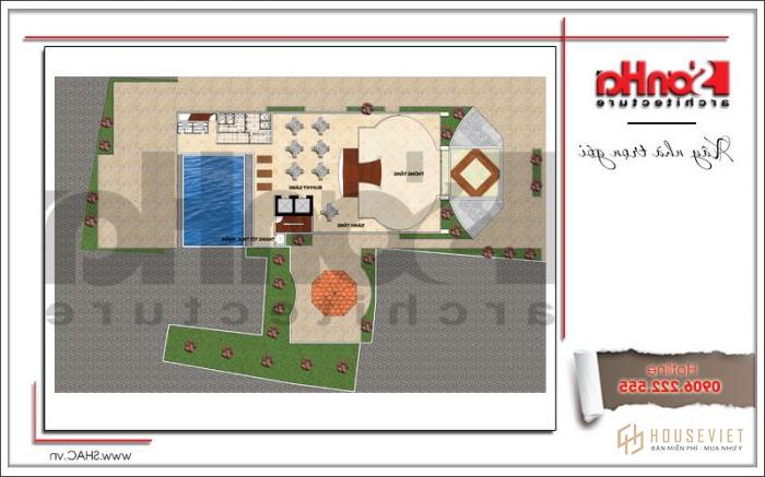 Bản vẽ mặt bằng khách sạn 3 sao phong cách cổ điển Pháp tại Bến Tre - SH KS 0045 21 Tầng lửng khách sạn 3 sao cổ điển Bến Tre