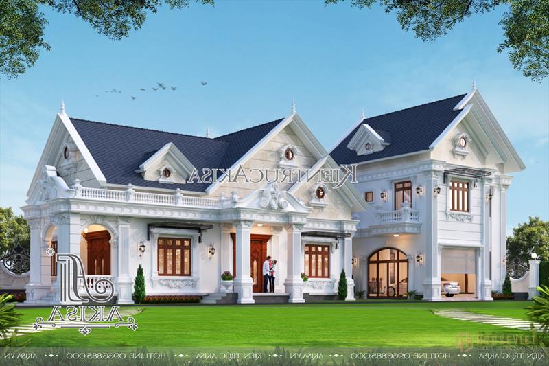 Mẫu biệt thự vườn tân cổ điển 2 tầng mái thái 4 phòng ngủ (TGDĐ: Anh Nhân - Huế) BT22637