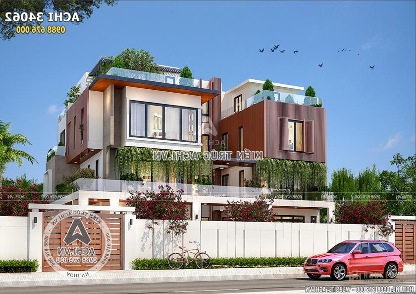 Không gian ngoại thất ấn tượng của mẫu thiết kế biệt thự hiện đại