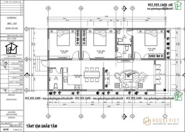 Phương án nội thất nhà cấp 4 đẹp 9x16m