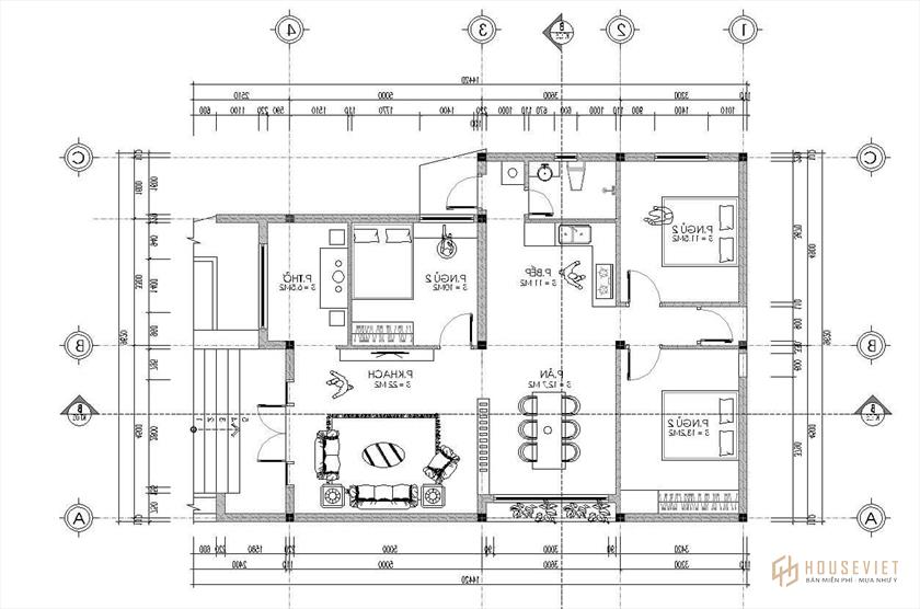 mẫu nhà cấp 4 9x14m