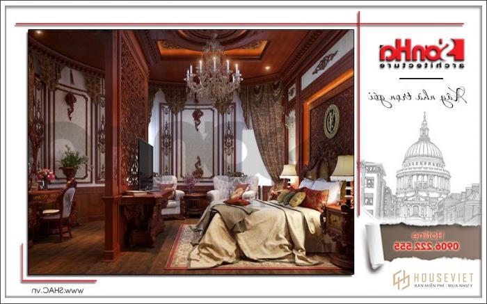 Biệt thự lâu đài cổ điển sang trọng diện tích hơn 400m2 tại Đà Nẵng - SH BTLD 0031 9 Mẫu nội thất phòng ngủ biệt thự lâu đài cổ điển sang trọng với chất liệu gỗ cao cấp