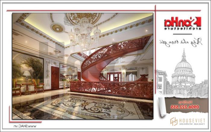 Biệt thự lâu đài cổ điển sang trọng diện tích hơn 400m2 tại Đà Nẵng - SH BTLD 0031 10 Không gian nội thất xa hoa của lâu đài tại Đà Nẵng còn gây ấn tượng với thiết kế sảnh đẹp