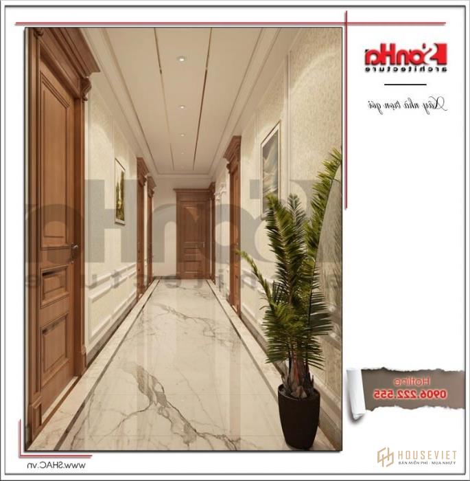 Mẫu thiết kế khách sạn 3 sao cổ điển đẹp tại Quảng Ninh - SH KS 0037 35 Thiết kế hành lang khách sạn tại Quảng Ninh sh ks 0037