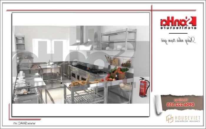 Mẫu thiết kế khách sạn 3 sao cổ điển đẹp tại Quảng Ninh - SH KS 0037 38 Thiết kế nội thất phòng bếp khách sạn tại Quảng Ninh sh ks 0037