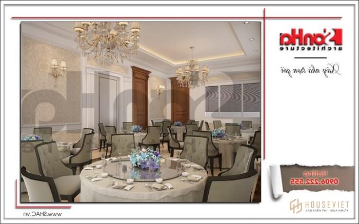 Mẫu thiết kế khách sạn 3 sao cổ điển đẹp tại Quảng Ninh - SH KS 0037 39 Thiết kế nội thất phòng ăn khách sạn tại Quảng Ninh sh ks 0037