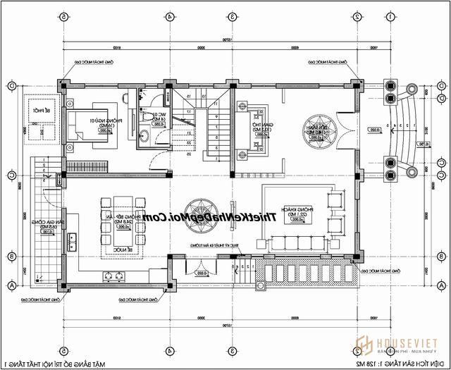 Bản vẽ biệt thự kiến trúc pháp 3 tầng