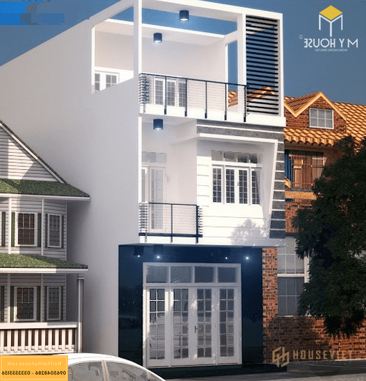 Nhà mặt tiền không ban công đẹp _ Mẫu 2