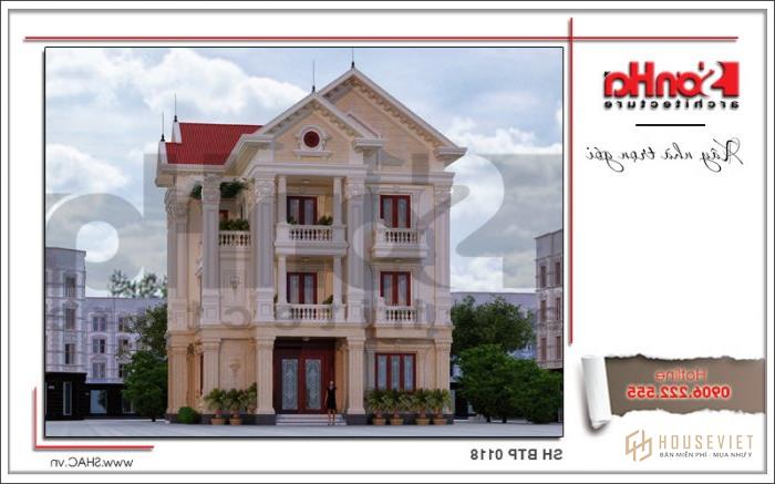 Biệt thự tân cổ điển Pháp 3 tầng diện tích 12,9mx15,9m tại Lạng Sơn - SH BTP 0118 16 Kiến trúc đẹp của mẫu thiết kế biệt thự tân cổ điển 3 tầng kiểu Pháp được đánh giá cao