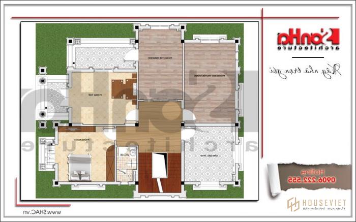 Biệt thự tân cổ điển Pháp 3 tầng diện tích 12,9mx15,9m tại Lạng Sơn - SH BTP 0118 19 Bản vẽ mặt bằng tầng 3 biệt thự tân cổ điển 3 tầng tại Lạng Sơn