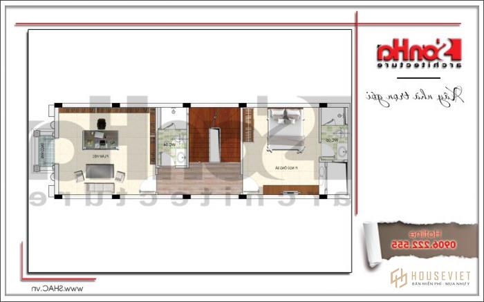 Mẫu nhà phố 4 tầng cổ điển diện tích 5m x 14,2m tại Hải Phòng - SH NOP 0156 24 Bản vẽ mặt bằng công năng tầng 1 nhà phố 4 tầng cổ điển mặt tiền 5m tại Hải Phòng