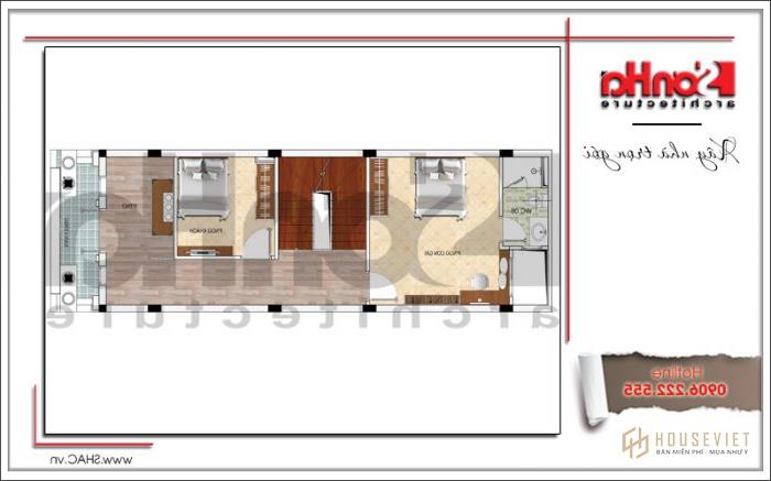 Mẫu nhà phố cổ điển 4 tầng 1 tum diện tích 5m x 14,2m tại Hải Phòng - SH NOP 0156 25 Bản vẽ mặt bằng công năng tầng 1 nhà phố 4 tầng cổ điển mặt tiền 5m tại Hải Phòng