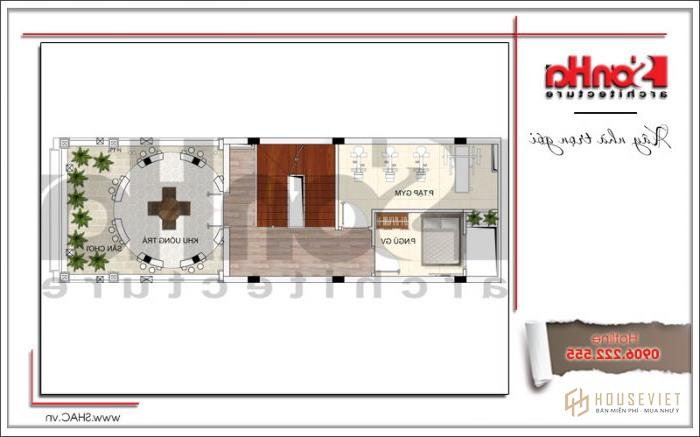 Mẫu nhà phố 4 tầng cổ điển diện tích 5m x 14,2m tại Hải Phòng - SH NOP 0156 26 Bản vẽ mặt bằng công năng tầng 1 nhà phố 4 tầng cổ điển mặt tiền 5m tại Hải Phòng