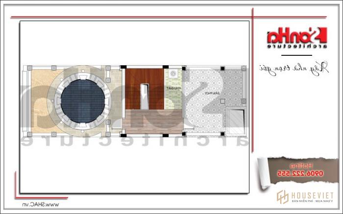 Mẫu nhà phố cổ điển 4 tầng 1 tum diện tích 5m x 14,2m tại Hải Phòng - SH NOP 0156 27 Bản vẽ mặt bằng công năng tầng 1 nhà phố 4 tầng cổ điển mặt tiền 5m tại Hải Phòng