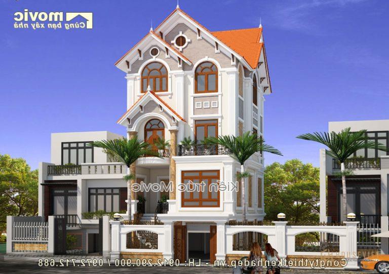Biệt thự 4 tầng tân cổ điển 200m2 mái thái sang trọng (MB1703)