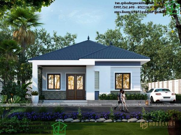 Mặt tiền nhà cấp 4 9x12m mái thái xanh đen