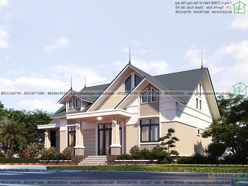 Mẫu nhà 1 tầng 3 phòng ngủ 1 phòng thờ NDBT1T116