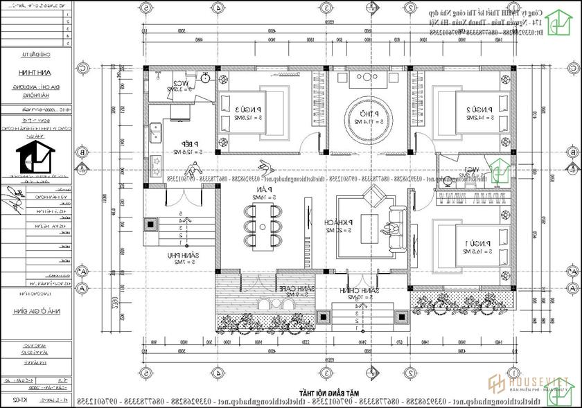 Phương án nội thất biệt thự mái thái 1 tầng tại Hải Phòng NDBT1T116