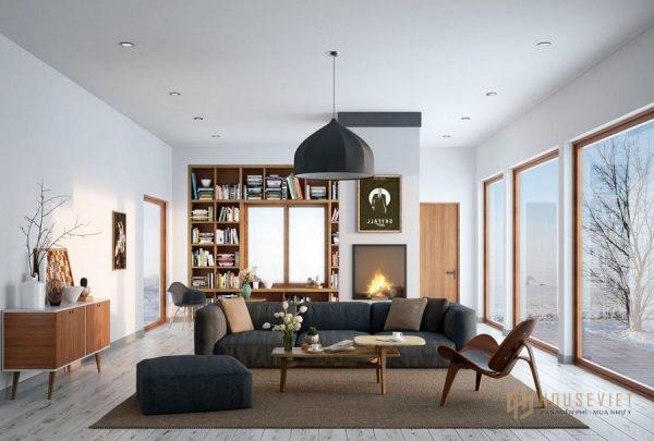 khu vực đọc sách trong phòng khách