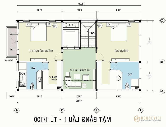 Mẫu bố trí công năng tầng 2