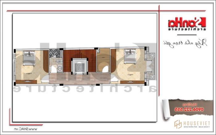 Hình ảnh mẫu nhà ống cổ điển Châu Âu đẹp 4 tầng 1 tum tại Sài Gòn - SH NOP 0155 22 Mặt bằng công năng tầng 4 mẫu nhà ống cổ điển mặt tiền 4,4m tại Sài Gòn