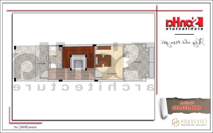 Hình ảnh mẫu nhà ống cổ điển Châu Âu đẹp 4 tầng 1 tum tại Sài Gòn - SH NOP 0155 23 Mặt bằng công năng tầng 5 mẫu nhà ống cổ điển mặt tiền 4,4m tại Sài Gòn