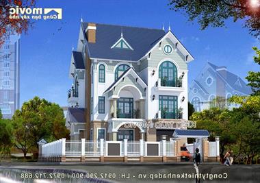Biệt thự mái thái 4 tầng hiện đại ở nông thôn đẹp (MB1522)