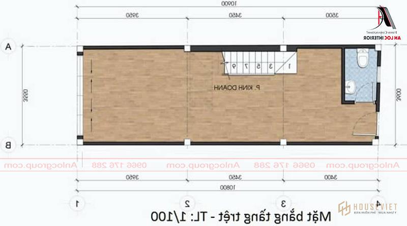 Bản vẽ mặt bằng nhà 4 tầng 40m2. nhà ống