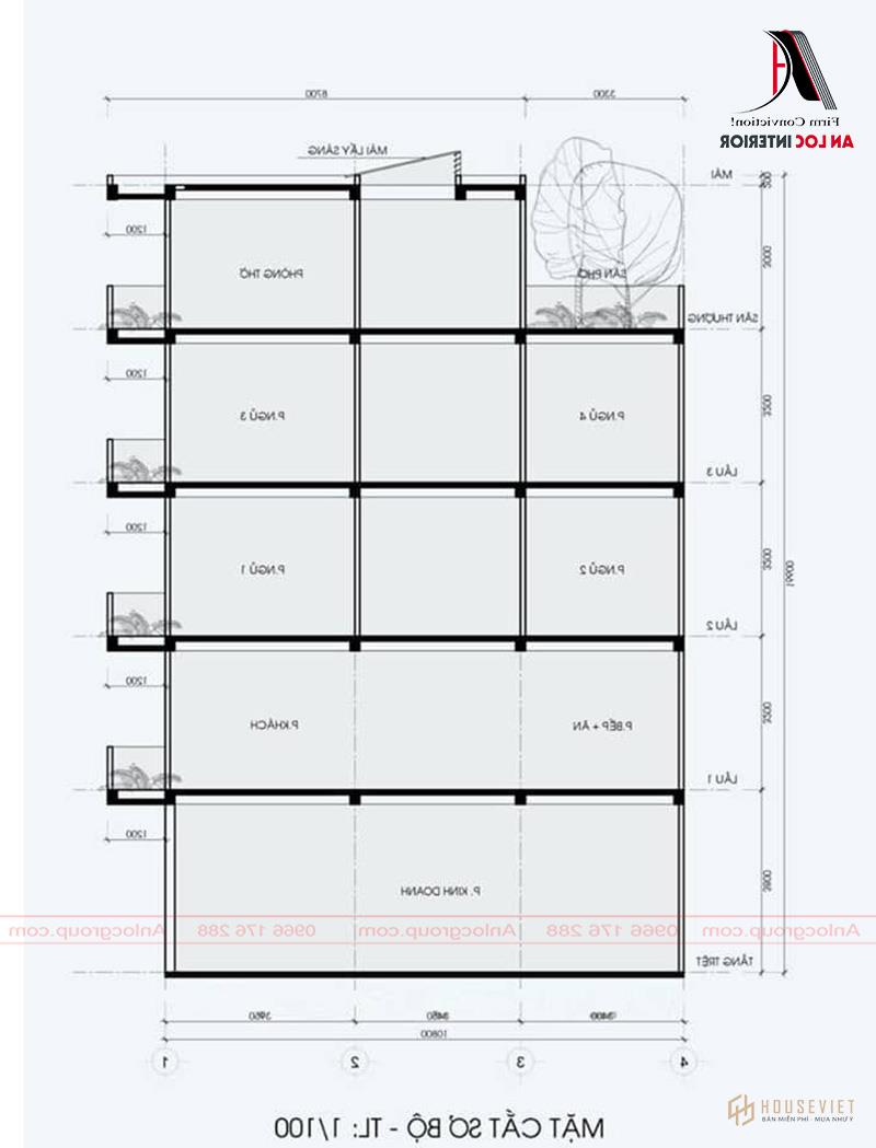 Mặt cắt sơ bộ ngôi nhà giúp mọi người hình dung cụ thể nhất
