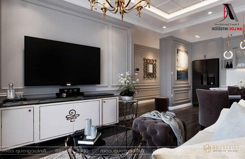 Nội thất phòng khách được lựa chọn tinh tế từ đường nét đến màu sắc
