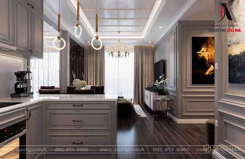 Hệ thống đèn trang trí làm tôn lên vẻ đẹp tinh tế của bộ bàn ghế