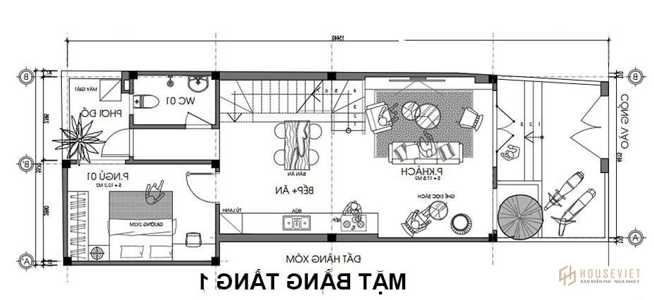 Mẫu nhà 2 tầng 5x16m 3 phòng ngủ