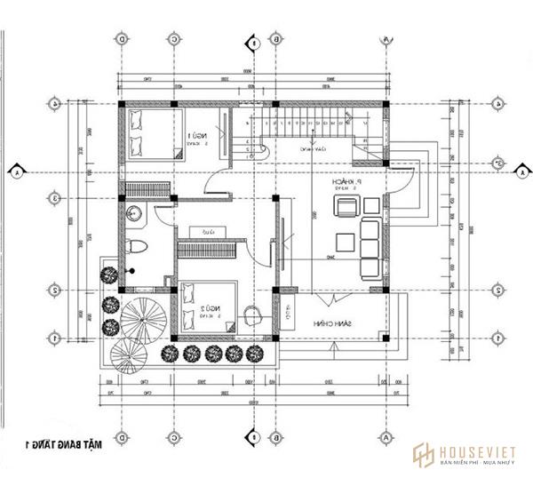 Bản vẽ nhà 2 tầng đẹp hiện đại