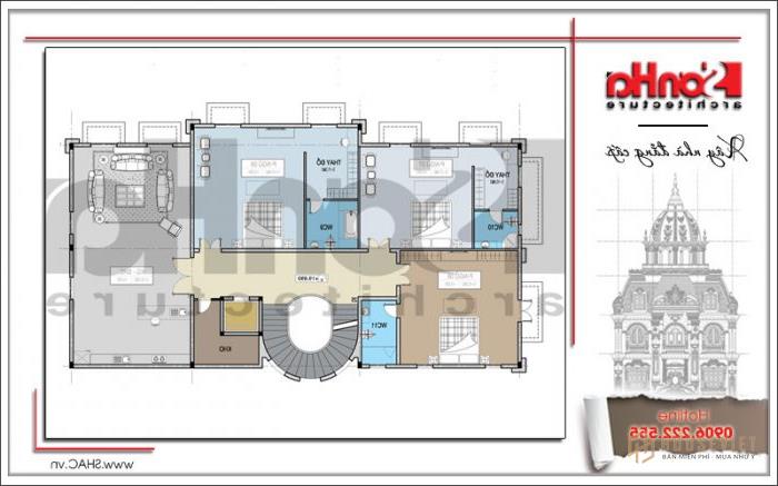 Mặt bằng tầng 5 biệt thự cổ điển Pháp tại Vũng Tàu sh BTLD 0024