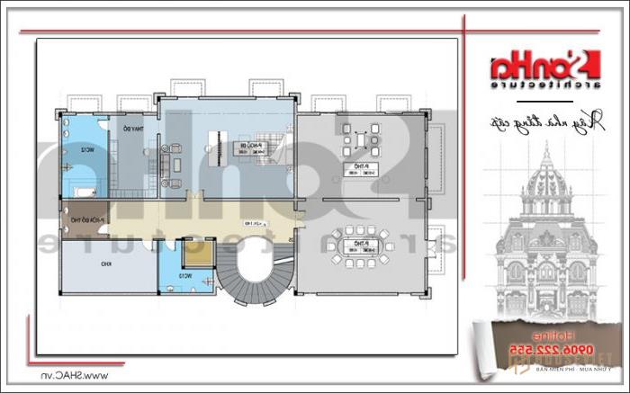 Mặt bằng tầng 6 biệt thự cổ điển Pháp tại Vũng Tàu sh BTLD 0024