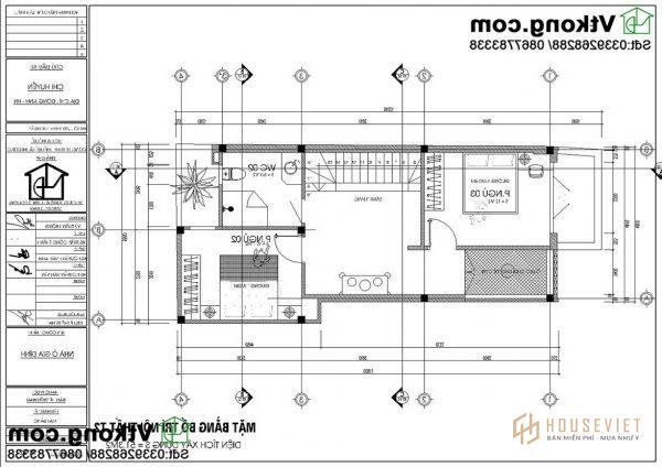 mặt bằng tầng 2 nhà phố 2 tầng NP2T4