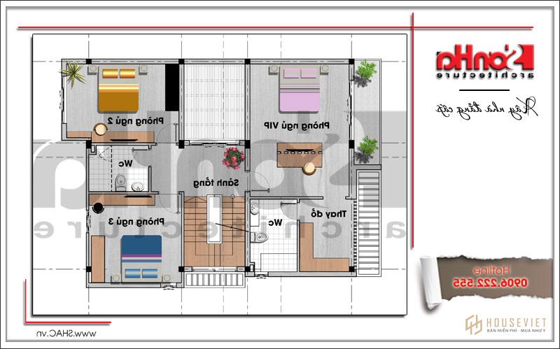 Mặt bằng công năng tầng 2 biệt thự hiện đại tại Sở Dầu - Hải Phòng sh btd 0049