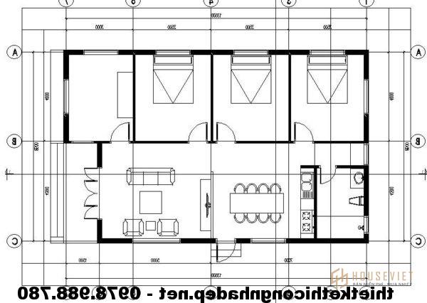 Mặt bằng nhà cấp 4 8x14m