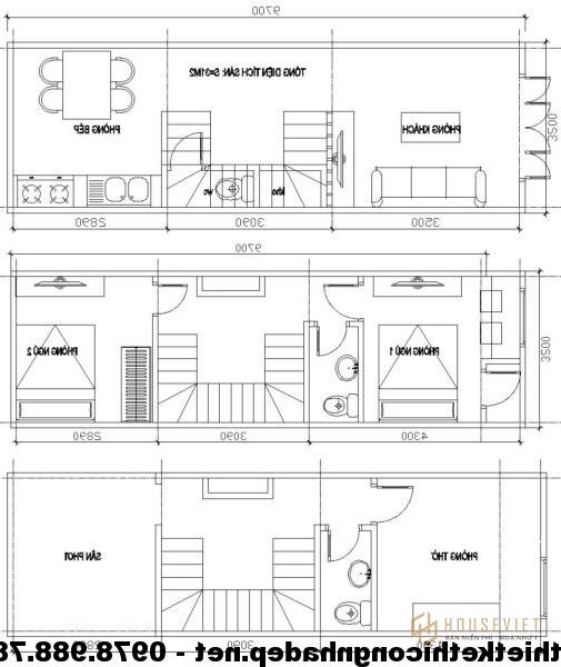 Mặt bằng công năng nhà phố 3 tầng đẹp NDNP3T3