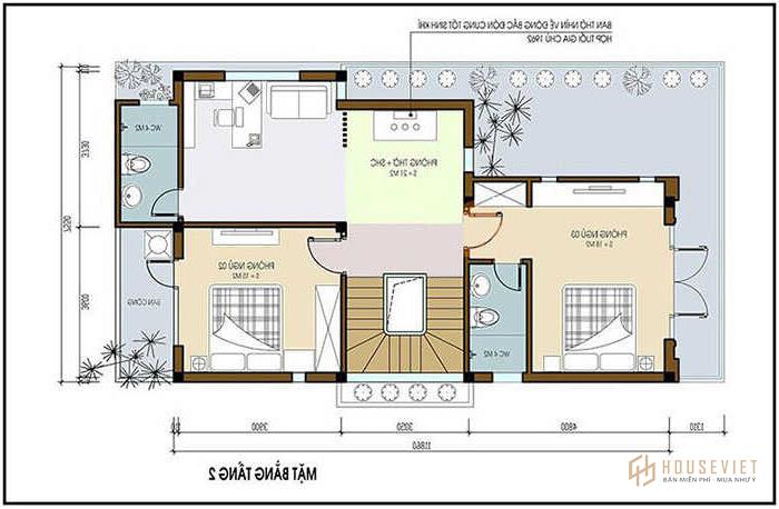 Mẫu nhà chữ L 2 tầng 100m2 mái bằng