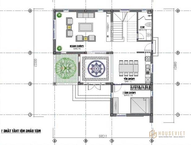 Mẫu nhà chữ L 2 tầng 100m2 mái bằng